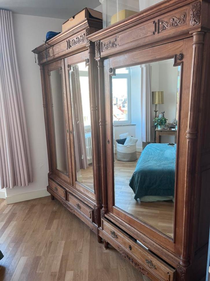 Eiken kleerkasten, Huis en Inrichting, Kasten | Kleerkasten, Gebruikt, 100 tot 150 cm, 50 tot 75 cm, Met lade(s), Met deur(en)