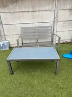 Grande table jardin +. 6 chaises + banc +table, Enlèvement, Comme neuf