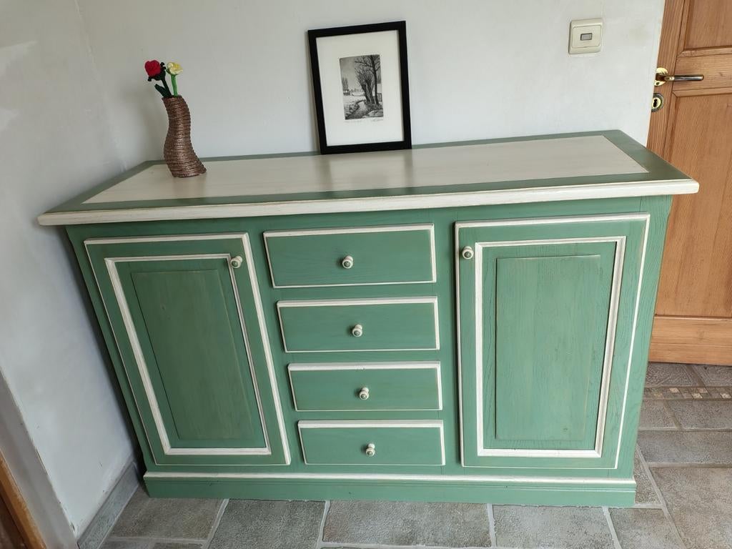 dressoir uit massief eik, Ophalen, 100 tot 150 cm, Eikenhout, Landelijk