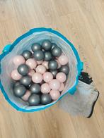 100 roze/grijze ballenbad ballen + lichtgrijze Misioo hoes, Ophalen, Gebruikt