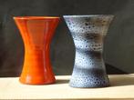 PAAR vintage sixties oranje & blauwe vaas Maredsous Lampecco, Enlèvement ou Envoi
