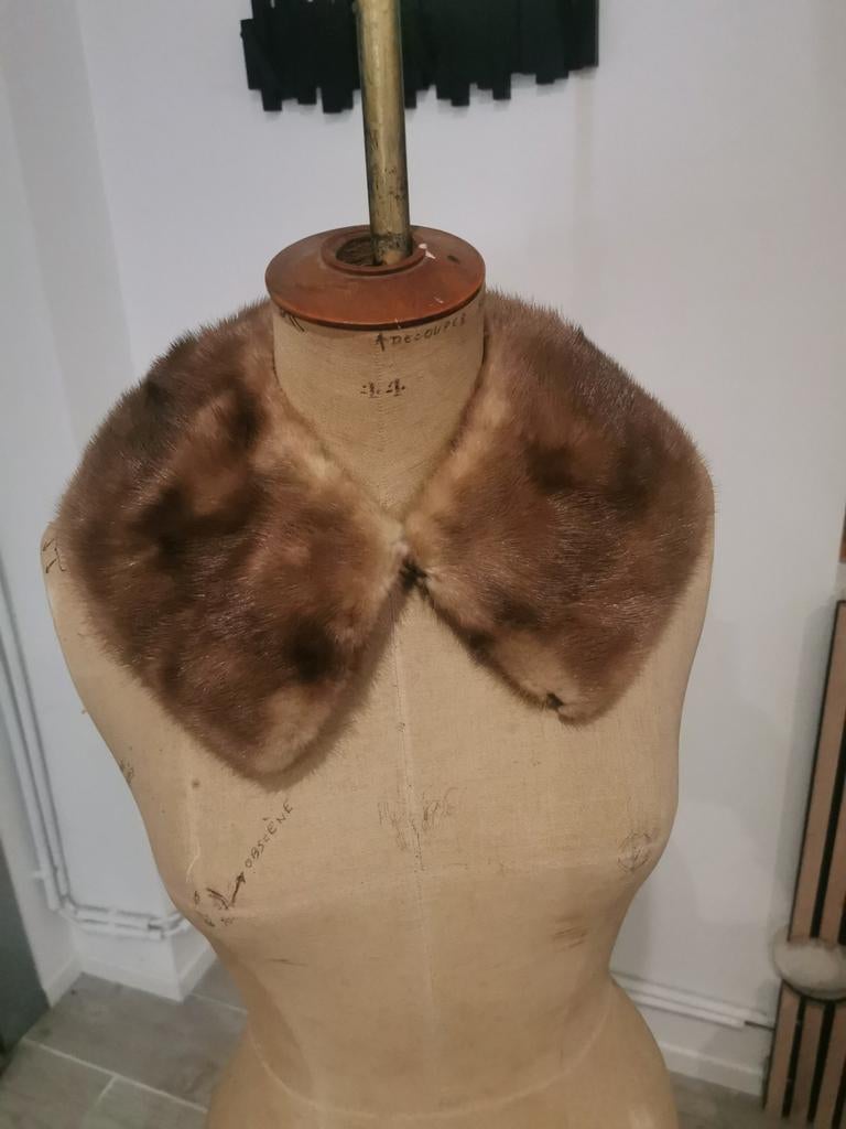 Col vintage en vison véritable brun clair, Antiquités & Art, Enlèvement ou Envoi