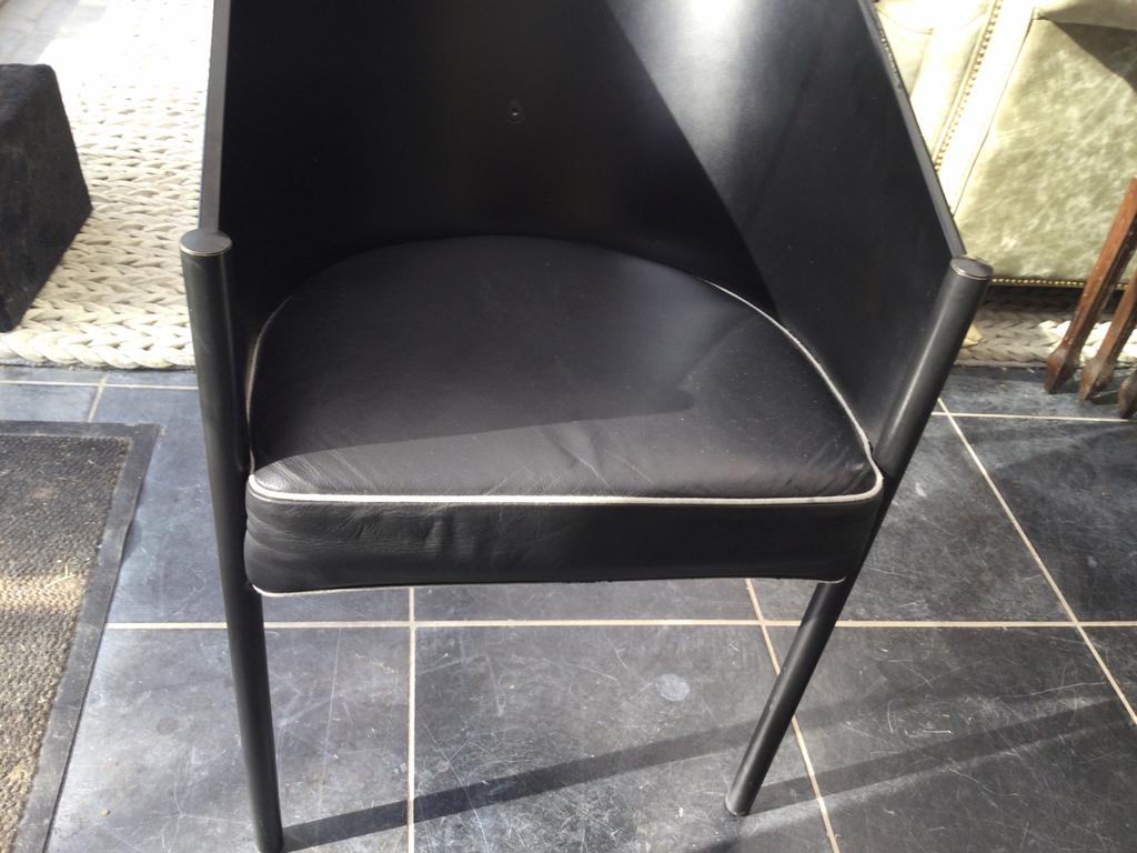 4 chaises design, Comme neuf, Noir, Cuir