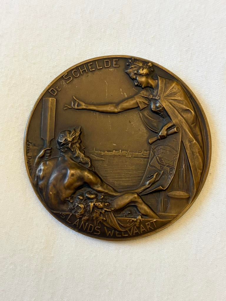 Médaille de bronze lourde Ville d'Anvers 1927, Enlèvement ou Envoi, Bronze