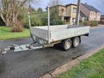 Remorque à plateforme freinée à double essieu à vendre, Autos : Divers, Remorques, Enlèvement ou Envoi, Comme neuf