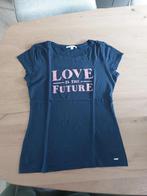 Tom Tailor : marineblauw t-shirt met roze opschrift , mt M, Kleding | Dames, Maat 38/40 (M), Blauw, Zo goed als nieuw, Korte mouw
