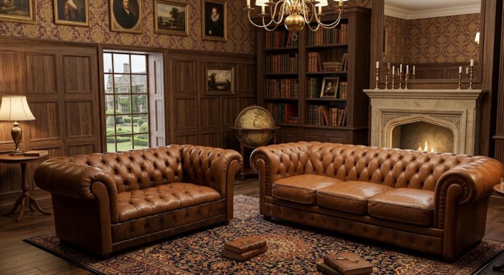 2 canapés CHESTERFIELD 3 places et 2 places ( cadeau ), Enlèvement, Utilisé