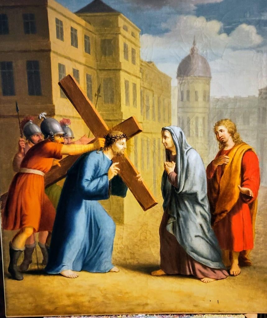 4e statie Jezus ontmoet zijn Moeder, Antiek en Kunst, Ophalen of Verzenden