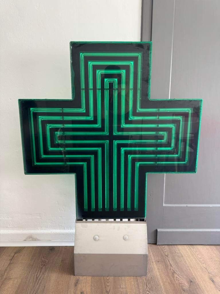 Grande enseigne lumineuse de pharmacie, Enlèvement ou Envoi, Comme neuf, Métal