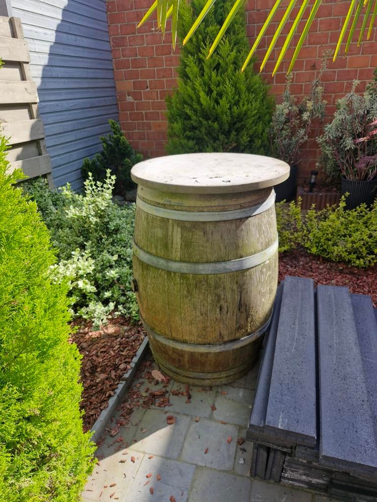 wijnton  met deksel blauwe steen, Tuin en Terras, Ophalen