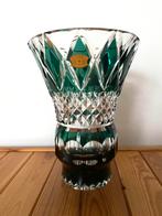 Val St Lambert grote groene kristallen vaas, Antiek en Kunst, Ophalen