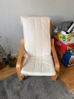 Fauteuil IKEA Poäng bois clair + coussin beige, Enlèvement, Comme neuf, Bois