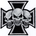 Iron Cross Skull stoffen opstrijk patch embleem #1, Verzenden, Nieuw