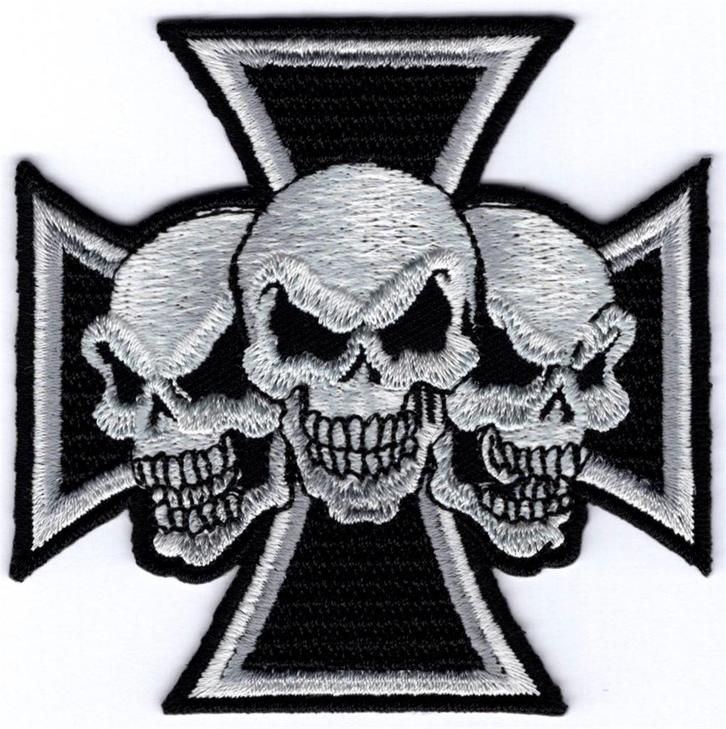 Iron Cross Skull stoffen opstrijk patch embleem #1, Motoren, Accessoires | Overige, Nieuw, Verzenden