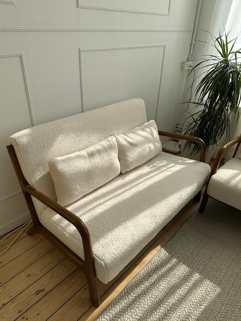 Bouclette 2-zitsfauteuil, Ophalen, Zo goed als nieuw