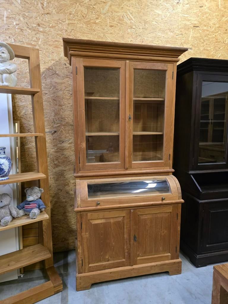Mooie massief teakhouten buffetkast/vitrinekast +-110cm., Huis en Inrichting, Kasten | Buffetkasten, Ophalen