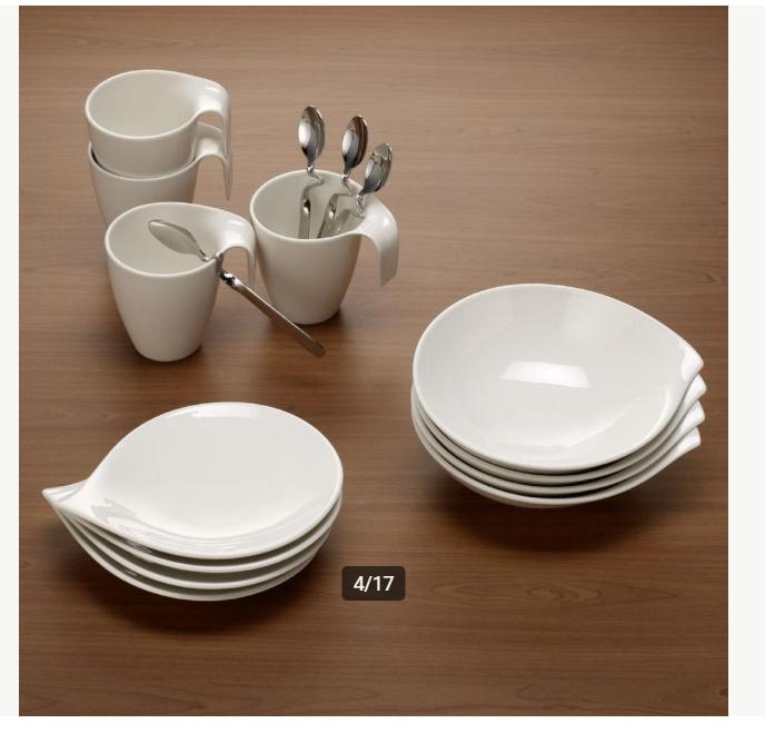 Villeroy and Boch série FLOW petit déjeuner pour 4personnes, Neuf, Enlèvement, Porcelaine, Uni