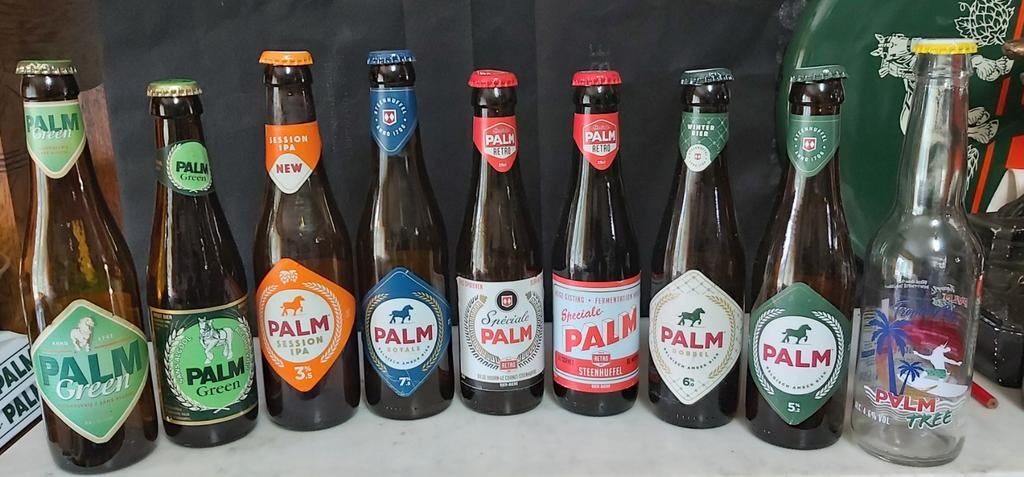 Palm bierflessen 9 stuks, Ophalen of Verzenden, Flesje(s), Palm