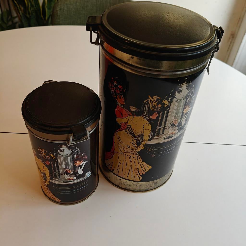 Vintage opbergblikken set – Franse bistro stijl, Ophalen of Verzenden