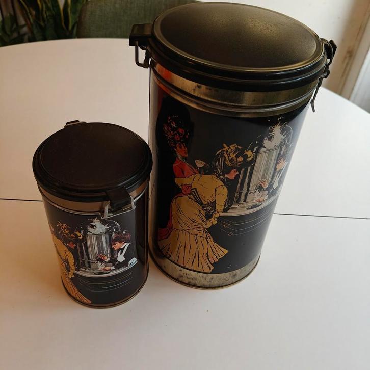 Vintage opbergblikken set – Franse bistro stijl, Verzamelen, Blikken, Ophalen of Verzenden