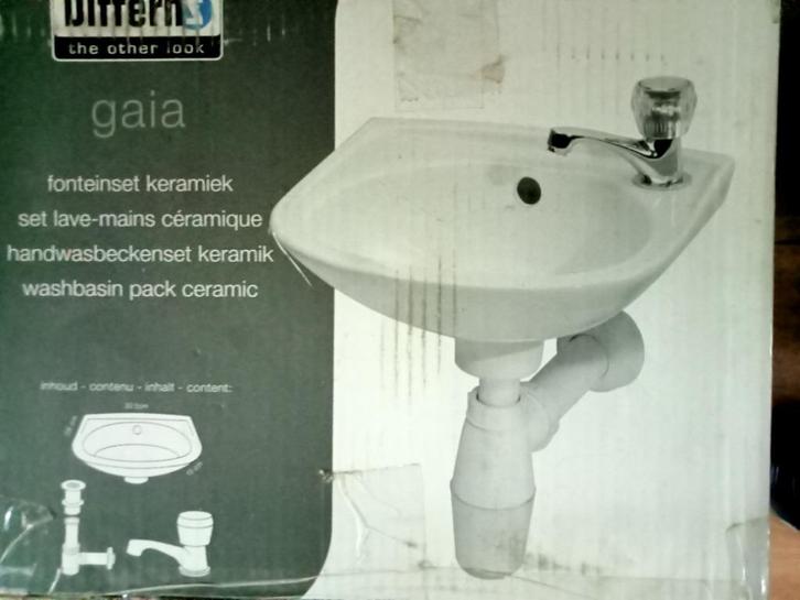 Lave main WC GAIA blanc neuf, Doe-het-zelf en Bouw, Sanitair, Nieuw, Wastafel, Steen, Ophalen