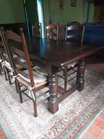 Tafel, stoelen, kast in kerselaar., Ophalen, Gebruikt