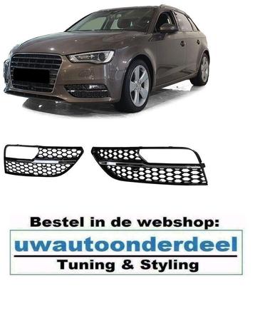 Audi A3 8V Honingraat Grill Mistlampen Chrome Glans Zwart