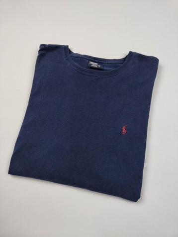 Ralph Lauren Homme L Top T Shirt Col Rond Bleu Manche Longue