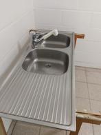 Inox dubbele spoelbak  met kraan, Huis en Inrichting, Ophalen, Gebruikt, 100 tot 150 cm, 50 tot 100 cm
