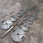 120 kilo Olympische Gewichten set + Olympische barbells, Ophalen, Gebruikt, Benen, Halterset