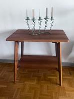 Table d’appoint vintage – style mid-century – placage teck, Gebruikt, Mid century, 60 cm of meer, Rechthoekig