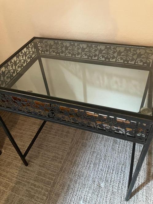 side table, Huis en Inrichting, Tafels | Sidetables, Gebruikt, 25 tot 50 cm, 50 tot 100 cm, Rechthoekig, Glas, Metaal, Ophalen