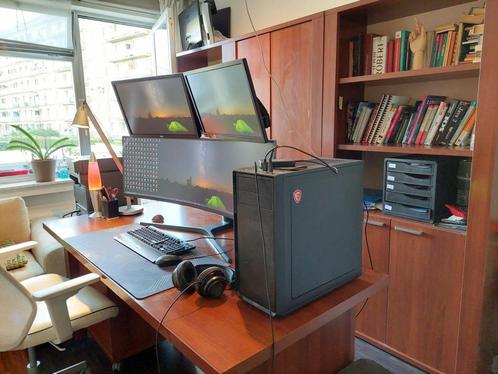 Ensemble bureau et bibliothèque acajou, Maison & Meubles, Bureaux, Comme neuf, Bureau, Enlèvement