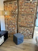 IKEA voetenbank en voetensteun in zwarte stof - Goede staat, Huis en Inrichting, Zetels | Voetbanken en poefs, Ophalen, Hout, Minder dan 50 cm