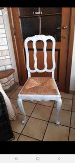4 chaises blanches et osier, Maison & Meubles, Chaises, Enlèvement