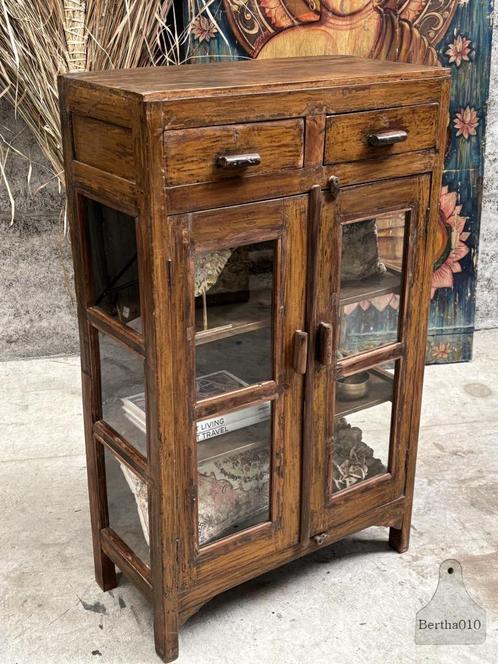 Oud Engels vitrinekastje, Antiek en Kunst, Curiosa en Brocante, Ophalen of Verzenden
