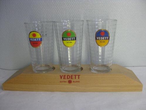 Vedett Extra Blond " Présentoir de présentation avec 3 verre, Collections, Marques de bière, Neuf, Panneau, Plaque ou Plaquette publicitaire