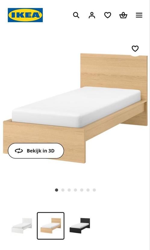 Ikea Malm, 1 persoonsbed, nieuwstaat, Maison & Meubles, Chambre à coucher | Lits, Comme neuf, Une personne, Bois, Beige, Enlèvement