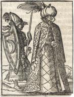 Jost Amman houtsnede "De Oosterse Koning", boekillustratie, Antiek en Kunst, Kunst | Etsen en Gravures, Ophalen