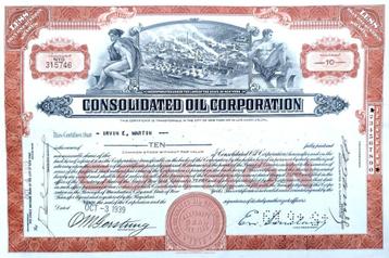 Consolidated Oil Corporation (Teapot Dome & Mussolini)1939, Enlèvement ou Envoi, 1920 à 1950, Certificat d'action