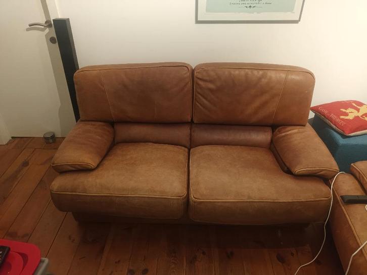 zetel 3 en 2 zit, Maison & Meubles, Canapés | Salons, Utilisé, Banc droit, 150 à 200 cm, 75 à 100 cm, Cuir, Enlèvement