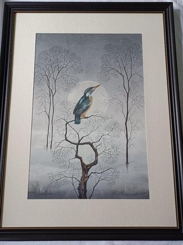 Renaat Bosschaert : pastel :"De ijsvogel" beschikbaar voor biedingen