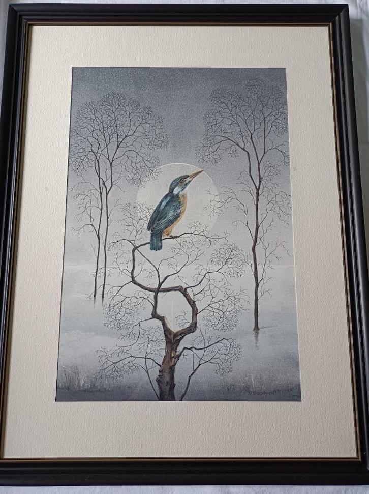 Renaat Bosschaert : pastel :"De ijsvogel", Antiek en Kunst, Kunst | Schilderijen | Klassiek, Ophalen