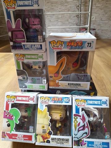 Figurines pop Fortnite et Naruto 