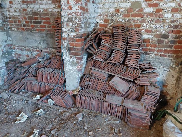 Gratis dakpannen, Doe-het-zelf en Bouw, Dakpannen en Dakbedekking, Gebruikt, Dakpannen, Steen of Klei, Rood, 5 tot 10 m², Ophalen