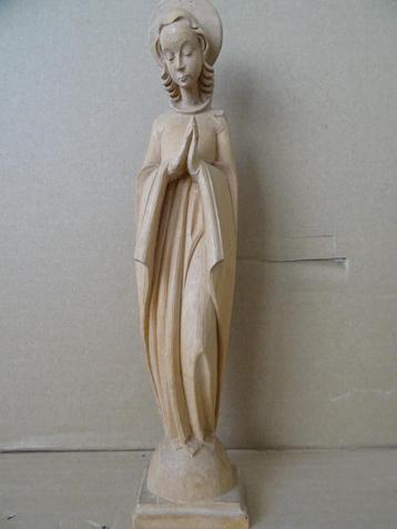 Houten Mariabeeld Mariabeeldje 26cm vintage houtsnijwerk beschikbaar voor biedingen