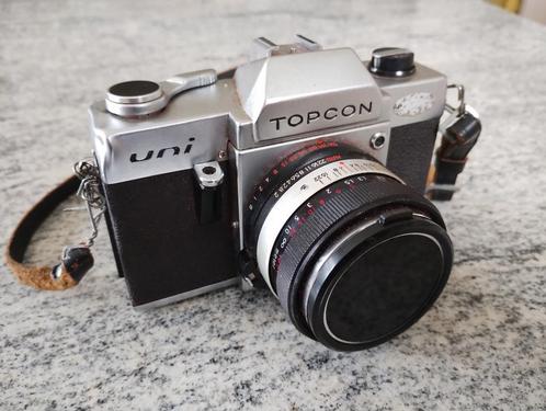Fotoapparaat Topcon UNI 35mm SLR avec flitscamera & statief, Audio, Tv en Foto, Foto | Flitsers, Gebruikt, Overige merken, Kantelbaar