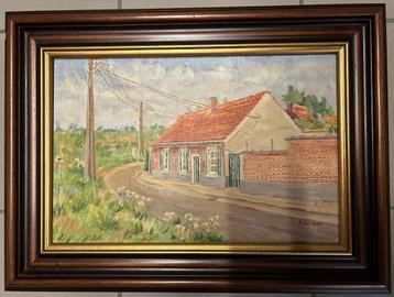 Mooi Schilderij op Doek - Ingekaderd - Gesigneerd beschikbaar voor biedingen