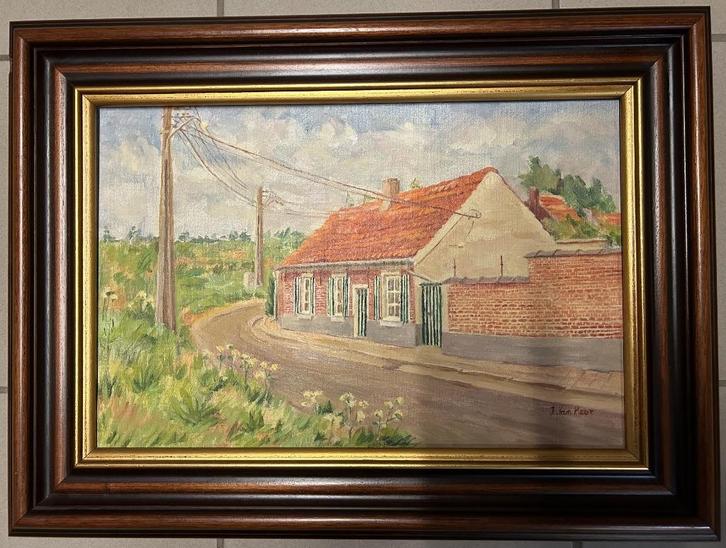 Mooi Schilderij op Doek - Ingekaderd - Gesigneerd, Antiek en Kunst, Kunst | Schilderijen | Klassiek, Ophalen of Verzenden