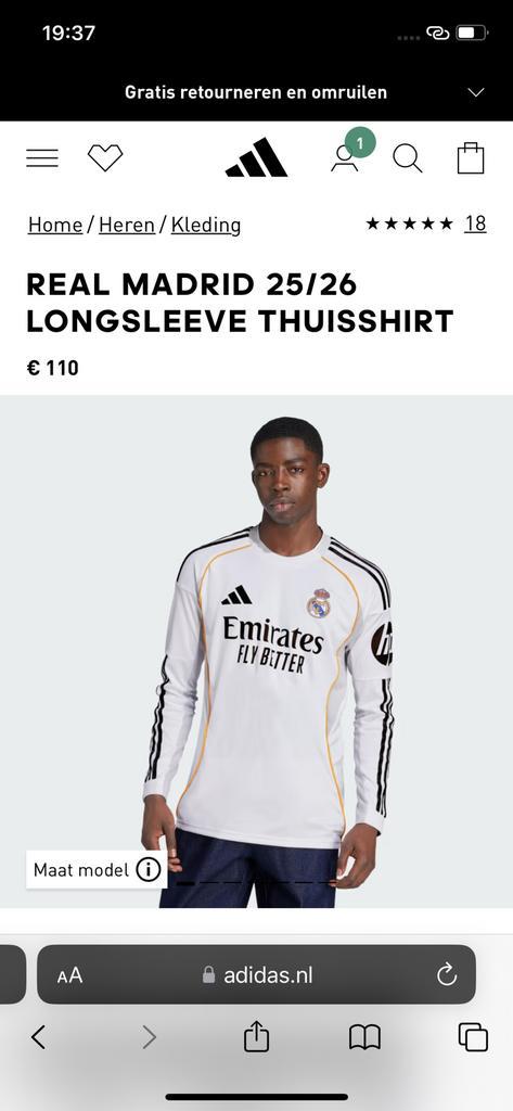 Real Madrid thuisshirt 2025/2026, Kleding | Heren, Overige Herenkleding, Verzenden